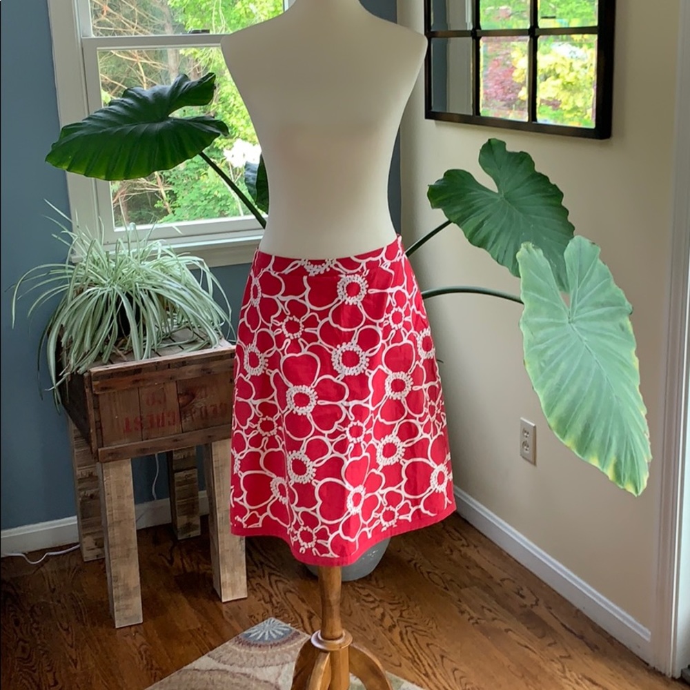 Boden Red & White cotton skirt- size 8